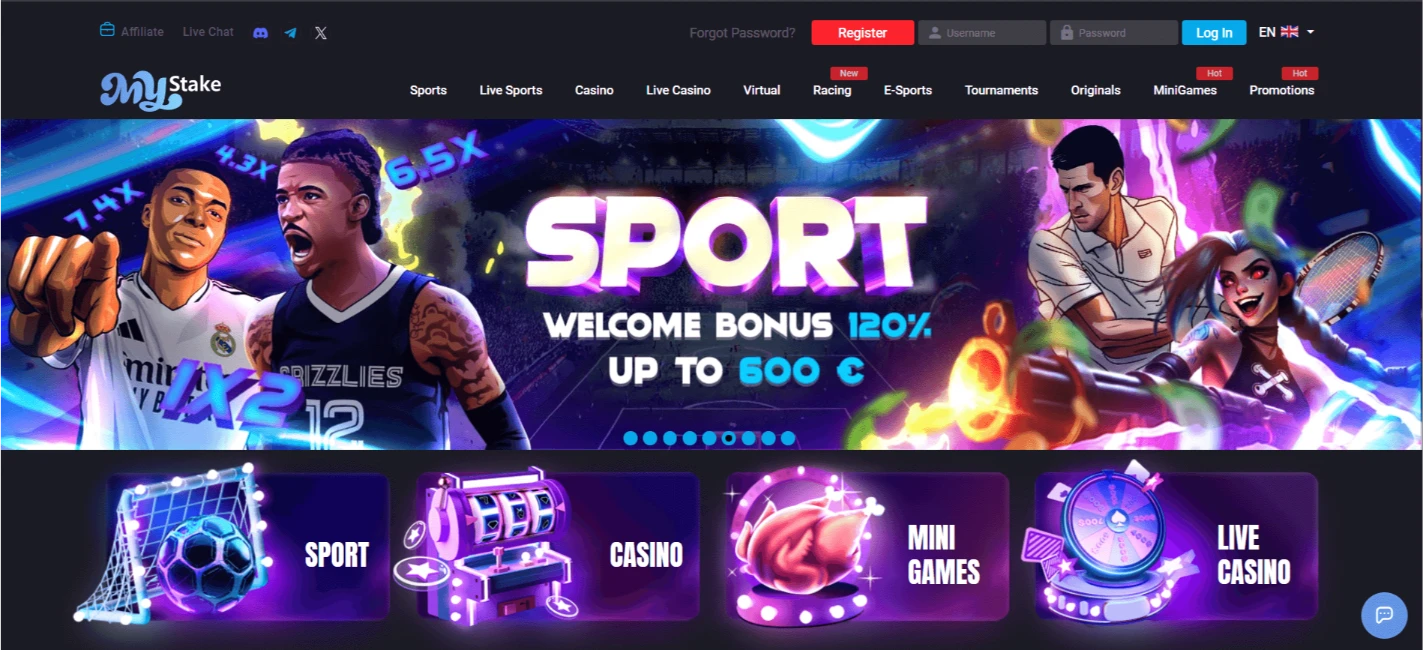 Íþróttir á heimasíðu MyStake